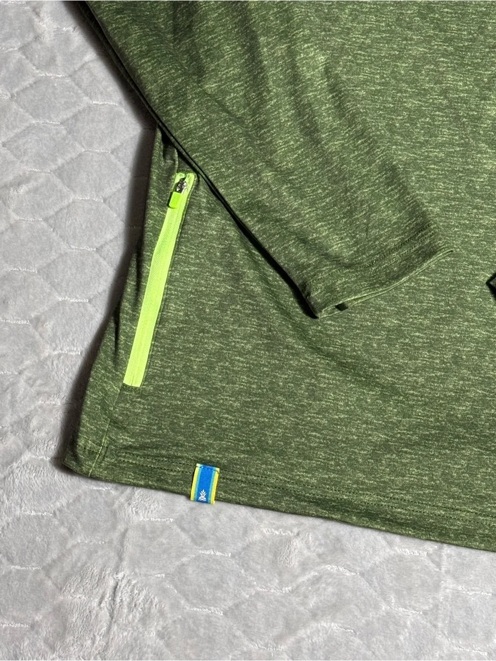 Chubbies Green Heather Quarter Zip Performance Pullover Medium